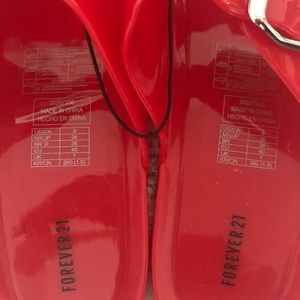 Forever 21 Double-Strap Jelly Slides Red